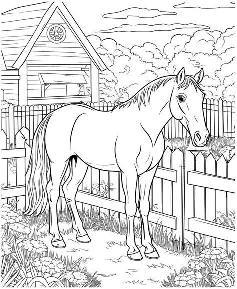 realistic horse coloring pages 27860463 Vector Art at Vecteezy