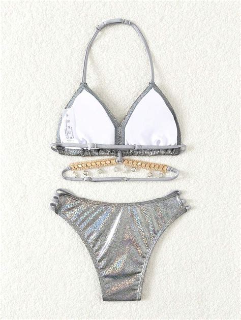 Conjunto de Maiô Bikini Fashion Férias Lazer Cintilante Fofo Acessórios Resistentes em