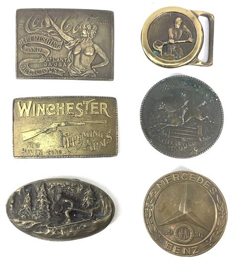 Lot Vintage Belt Buckles Coca Cola Nude Winchester