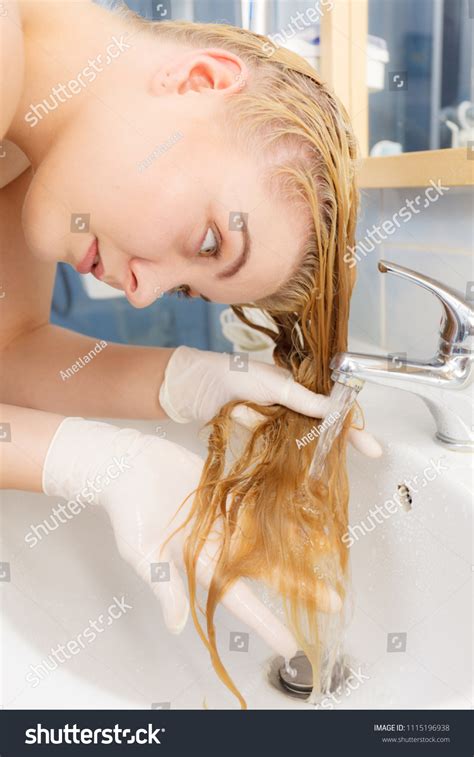 Woman Washing Her Long Blonde Hair Stock Photo Shutterstock
