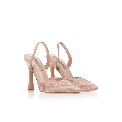 Pantofi Cu Tocuri Nude Satin Cu Strasuri Tsoukalas Shoes