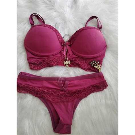 Conjunto Lingerie Rendado Calcinha Shopee Brasil