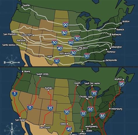 Названия крупнейших шоссе в США легко запомнить. Ведь они идут по ...