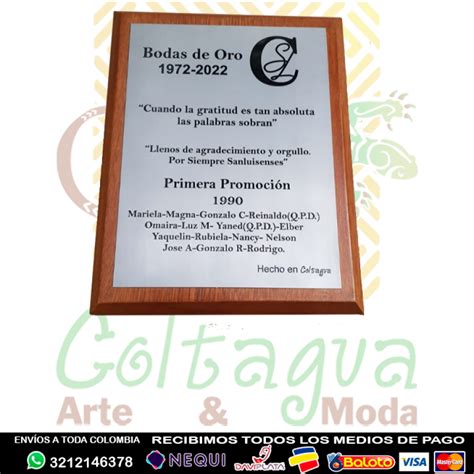 Placa Conmemorativa En Acero Y Madera Maciza Logotipo De Caja Rural