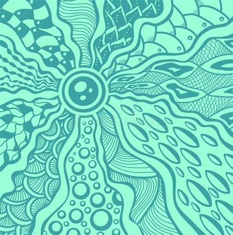 Zen Tangle Or Zen Doodle Abstract Texture Background In Marine Blue