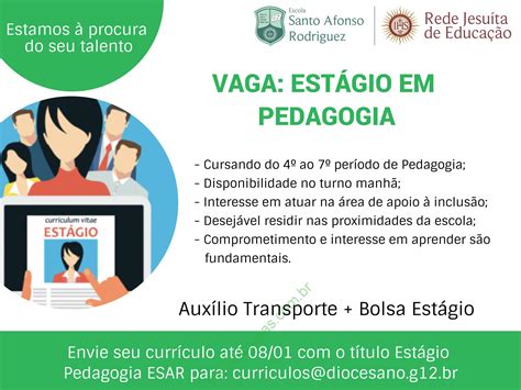 Vaga para Estágio de Pedagogia na Rede Jesuíta de Educação em Teresina