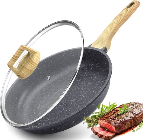 amazoncom gipp nonstick frying pan skillet  lid  grey granite