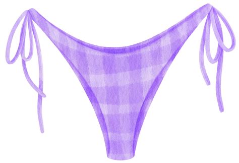 Purple Checkered Pattern Two Piece Bikini Swimsuits Watercolor Style For Decorative Element