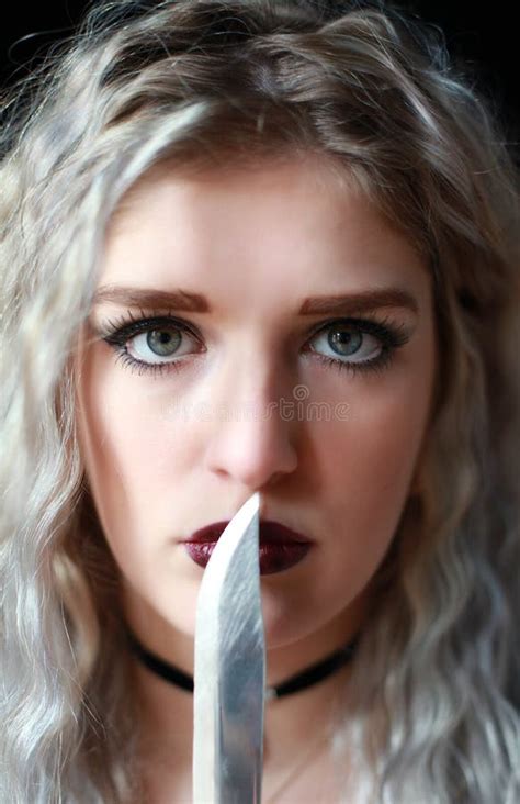 Gothic Girl Holding Knife Stock Photos Free And Royalty Free Stock