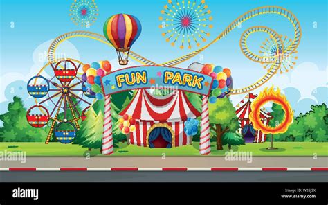 large fun park background illustration Stock Vector Image & Art - Alamy