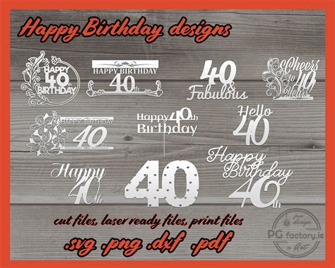 40th Birthday Cake Topper Svg