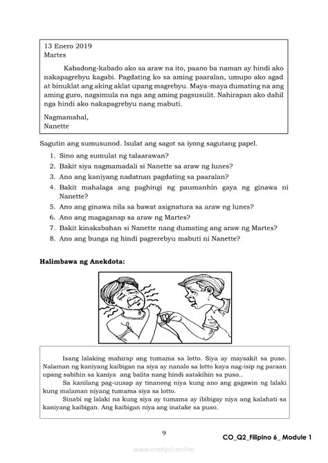 Filipino Ikalawang Markahan Modyul Pagsagot Sa Mga Tanong Hot