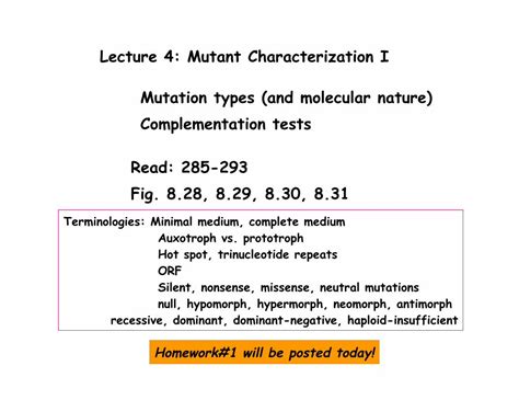 Pdf Lecture 4 Mutant Characterization I Mutation Types · Lecture 4