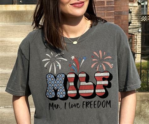 Milf Man I Love Freedom Png Funny Th Of July T Shirt Design Retro Distressed Tee Shirt