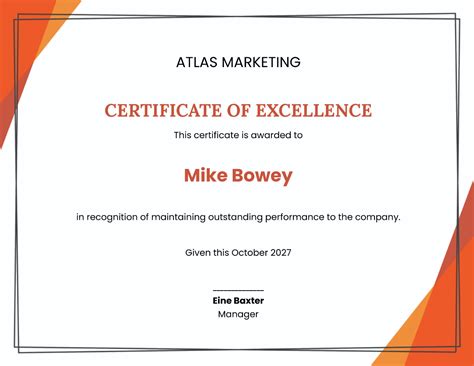 Free Printable Excellence Certificate Templates to Customize Online