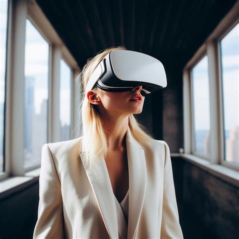Premium Photo Immersive Learning A Blonde Woman Explores Virtual