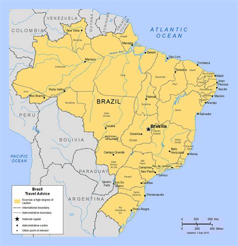 Political And Administrative Map Of Brazil With Major Cities Brazil