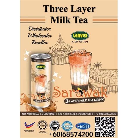 Leaves Sarawak Three Layer Milk Tea 3 Layer Milk Tea Teh C Special