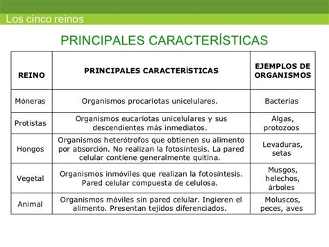 Cuadro Comparativo De Los 5 Reinos De La Naturaleza Imagui