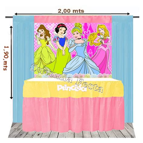 Kit Decoração Festa Princesas Disney Toalha Tnt De Mesa Painel Tnt