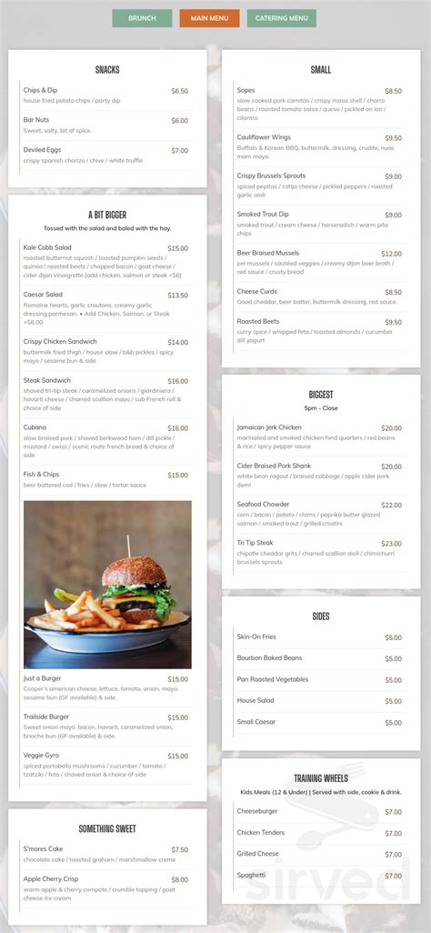 TrailSide Tap menu in Ankeny, Iowa, USA