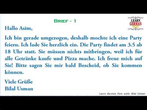 German A Exam Letter Writing