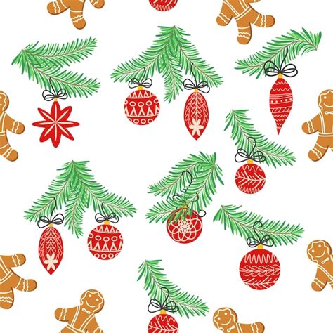 Premium Vector Seamless Christmas Pattern With Fir Branches Spruce