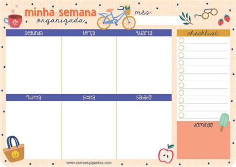 Planner De Mesa Minha Semana Cart Es Gigantes Agendas E Calend Rios