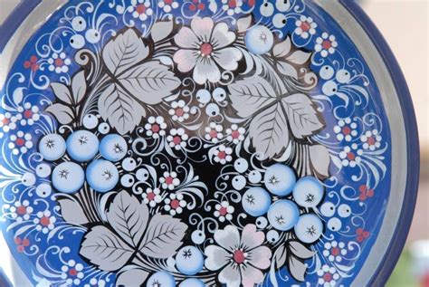 Russian Folk Art Plate with Flowers
