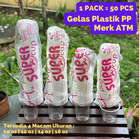 Jual Cup Gelas Plastik PP Merk ATM OCup TipTop Mandalica 10oz 12oz