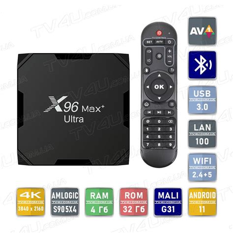 Смарт ТВ приставка X96 Max+ Plus ULTRA 4/32 Гб Smart TV Box Android 11 ...
