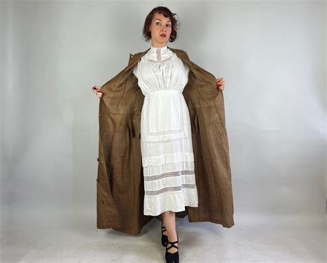 S Buccaneer Babe Duster Coat Vintage Antique Victorian Fawn Brown