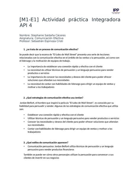 M1 E1 Actividad práctica Integradora API 4 M1 E1 Actividad