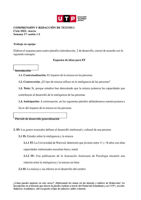 S S S Esquema Para Examen Final Material Marzo Comprensi N