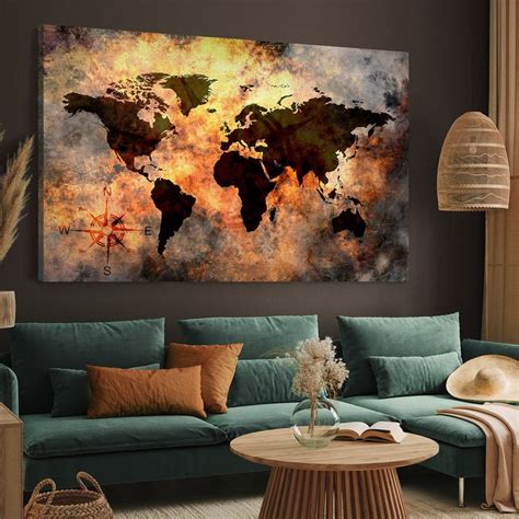 Leinwandbild Magma World Map In Fiery Colors Canvasbutik De