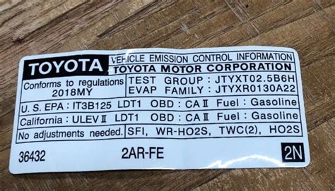 New Genuine Toyota Emission Label Part 11298 36432 Ebay