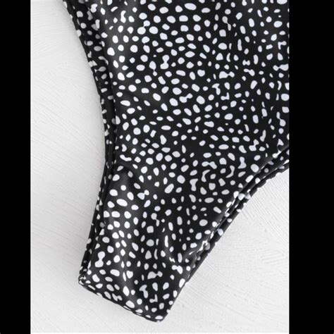 Swim Polka Dot Black White One Shoulder Bikini Set Poshmark