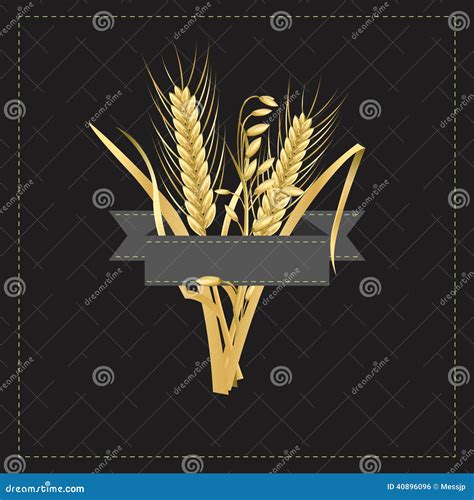 Corn And Wheat Logo With A Gray Label Template Vector Illustration