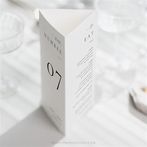 Minimalist Trifold Table Number Template Editable Wedding Menu