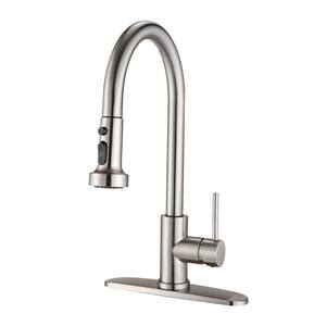 Single Handle Pull Down Sprayer Kitchen Faucet Stainless Steel Swivel Cold Hot Water Tap