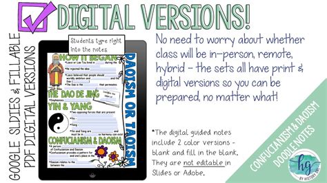 Confucianism And Daoism Taoism Doodle Notes And Digital Guided Notes