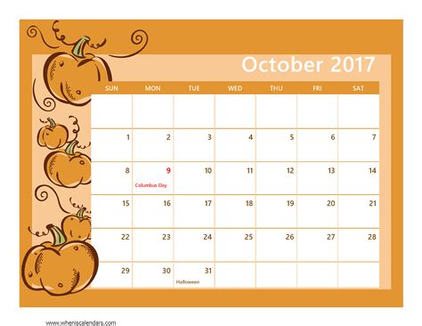 December 2017 Calendar with Holidays Printable | October 2017 Calendar