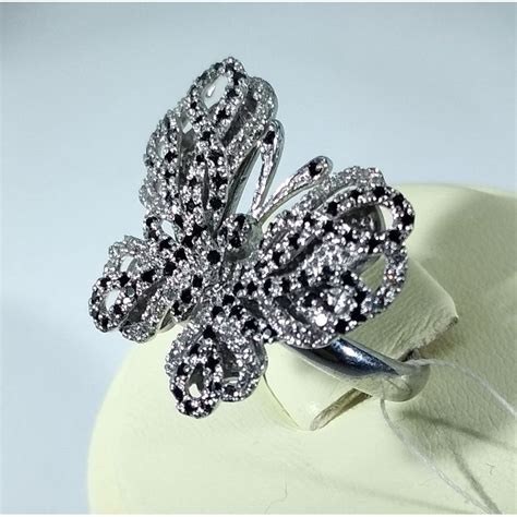 Бабочка серебряное кольцо с фианитами купить, ювелирный интернет ...