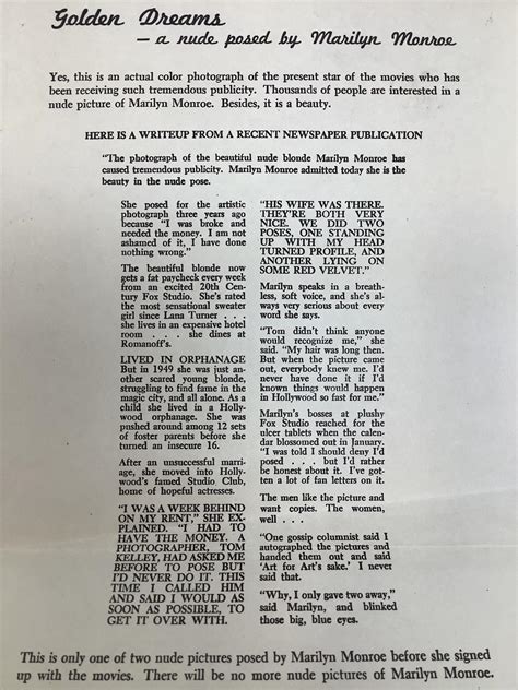 Lot Marilyn Monroe Centerfold Nude Photo Print