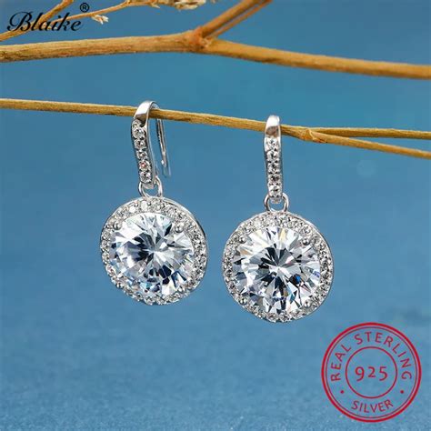 Серьги из настоящего 925 пробы, серебряные, круглые, с белым ...