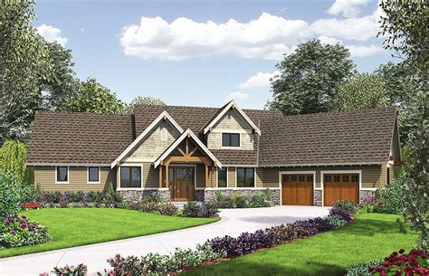 Rugged Craftsman with Angled Garage - 69594AM | Architectural Designs ...