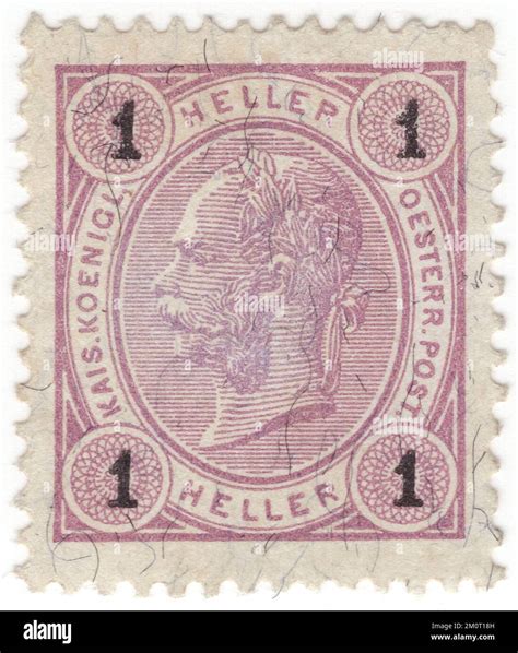 Austria An Heller Pale Lilac Postage Stamp Depicting Embossed