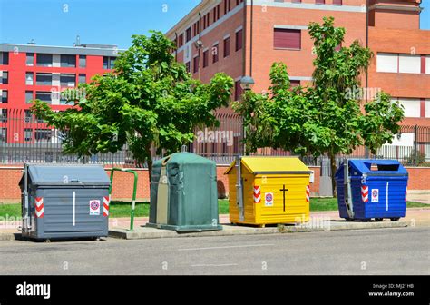 Garbage containers of different colors for different purposes Stock ...