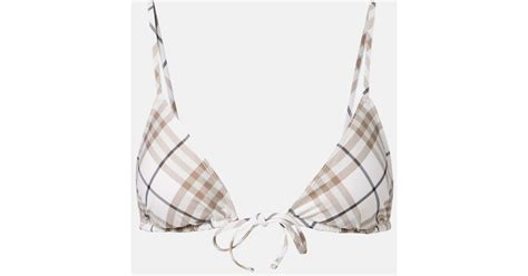 Burberry Check Bikini Top In Natural Lyst