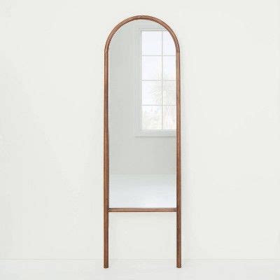 X Wood Arched Floor Mirror Walnut Threshold Designed With